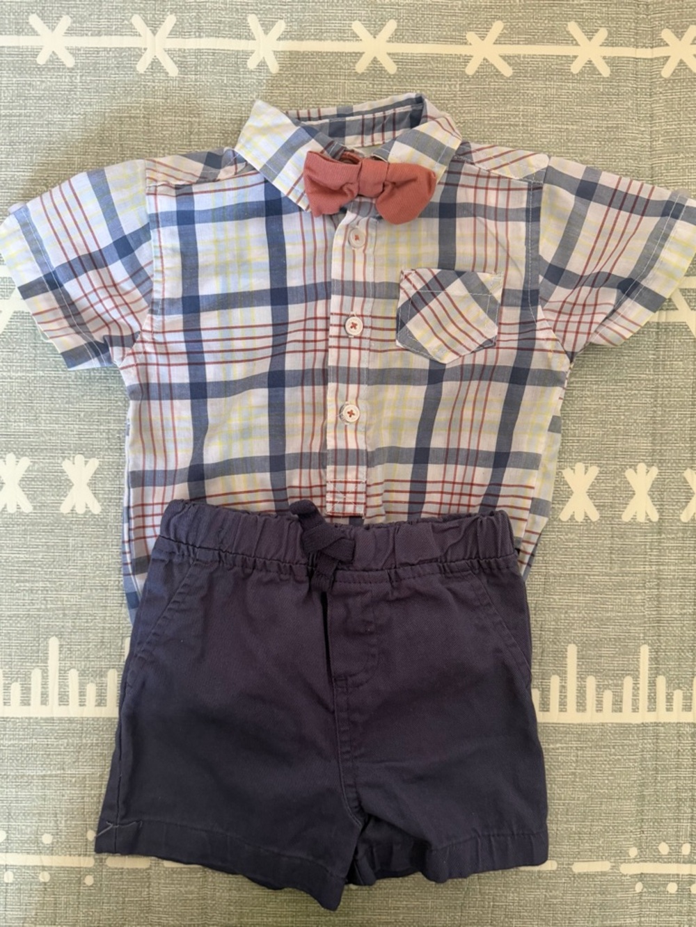 Ben Sherman Short-Sleeve Plaid Button-Down with Pink Bow